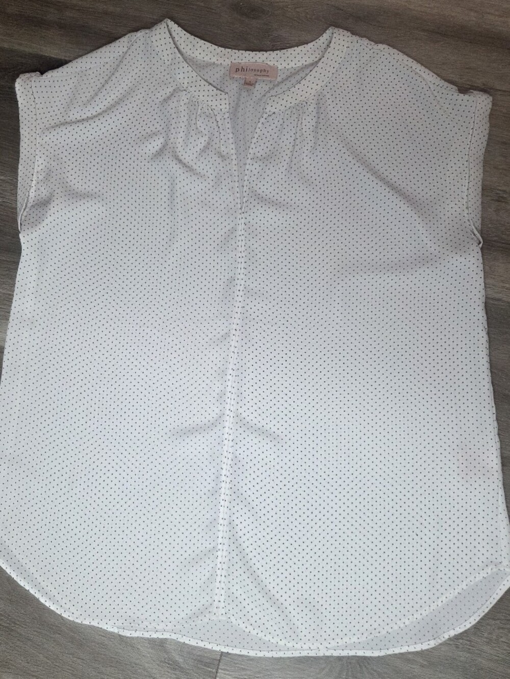 Philosophy Republic Clothing White Black Polka Dot Split Neck Blouse Large